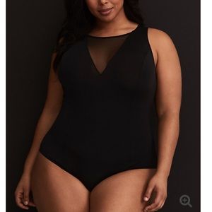 BLACK LACE & MESH INSET BODYSUIT NWT